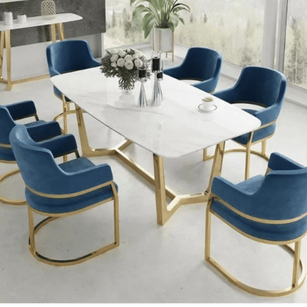 Zenith Gold Dining – Marble Top with Metal Base 3 https://jaipurinteriorstudio.com/