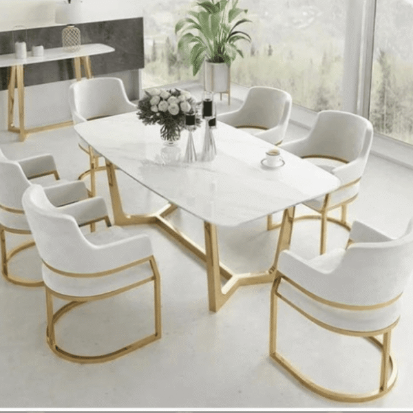 Zenith Gold Dining – Marble Top with Metal Base 4 https://jaipurinteriorstudio.com/