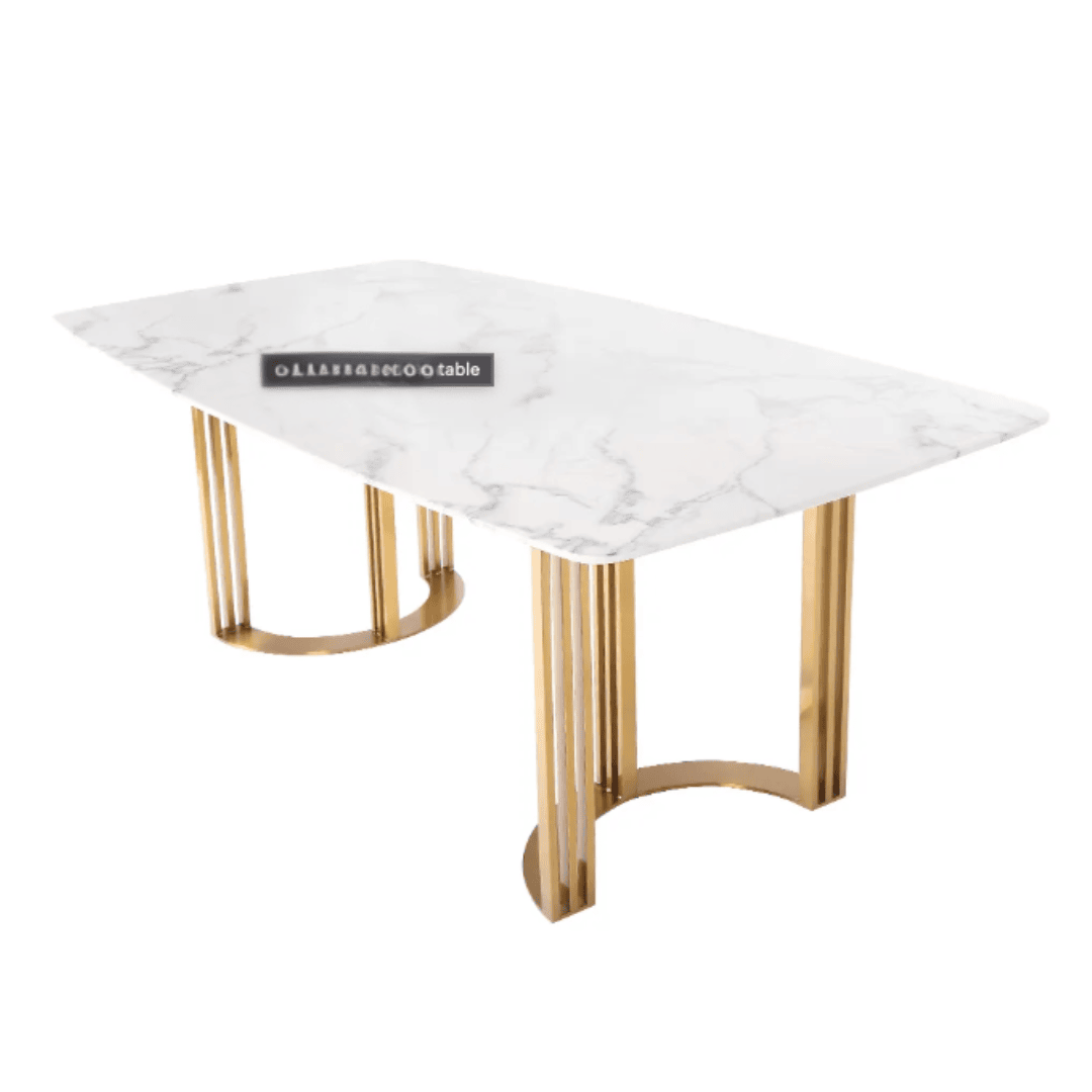 Luxury Marble Dining Table Set with Gold Metal Base 4 https://jaipurinteriorstudio.com/