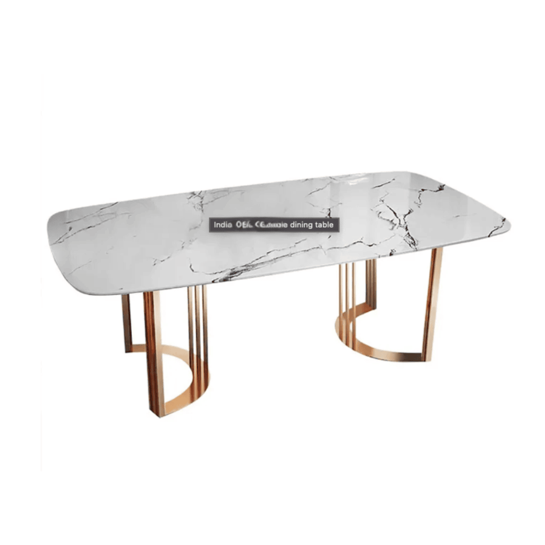 Luxury Marble Dining Table Set with Gold Metal Base 5 https://jaipurinteriorstudio.com/