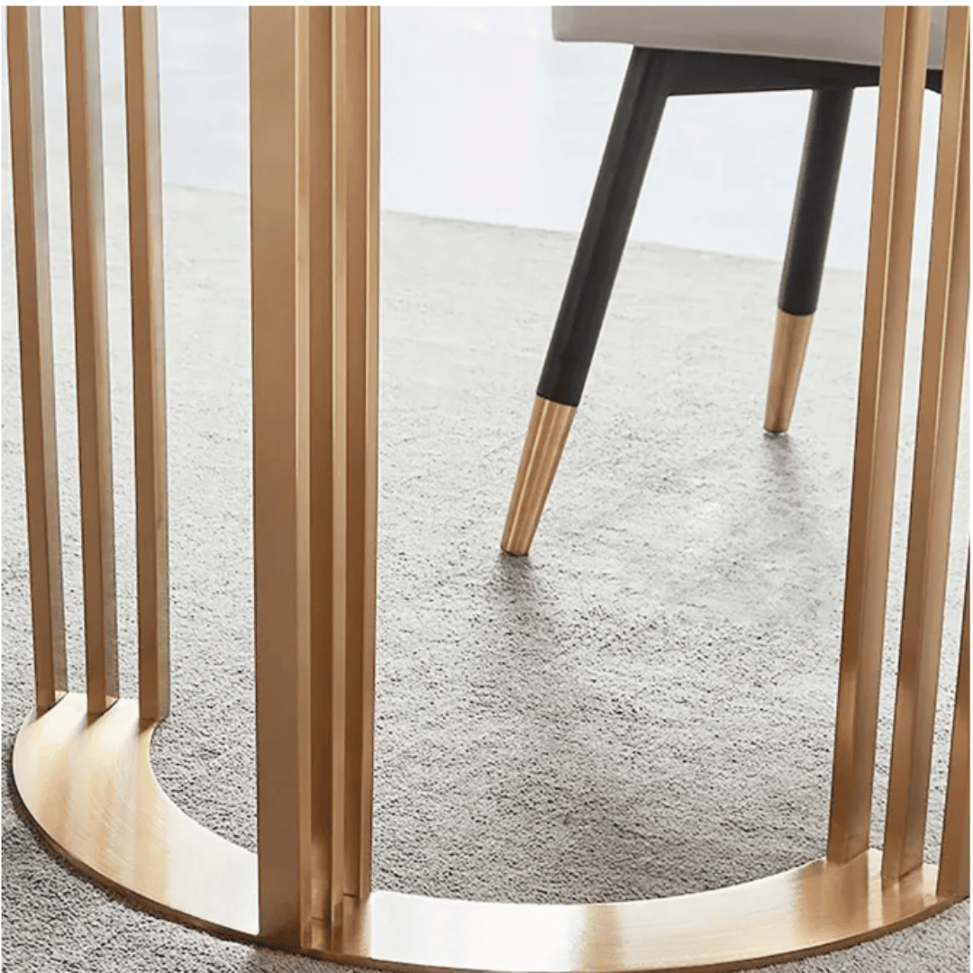 Luxury Marble Dining Table Set with Gold Metal Base 6 https://jaipurinteriorstudio.com/