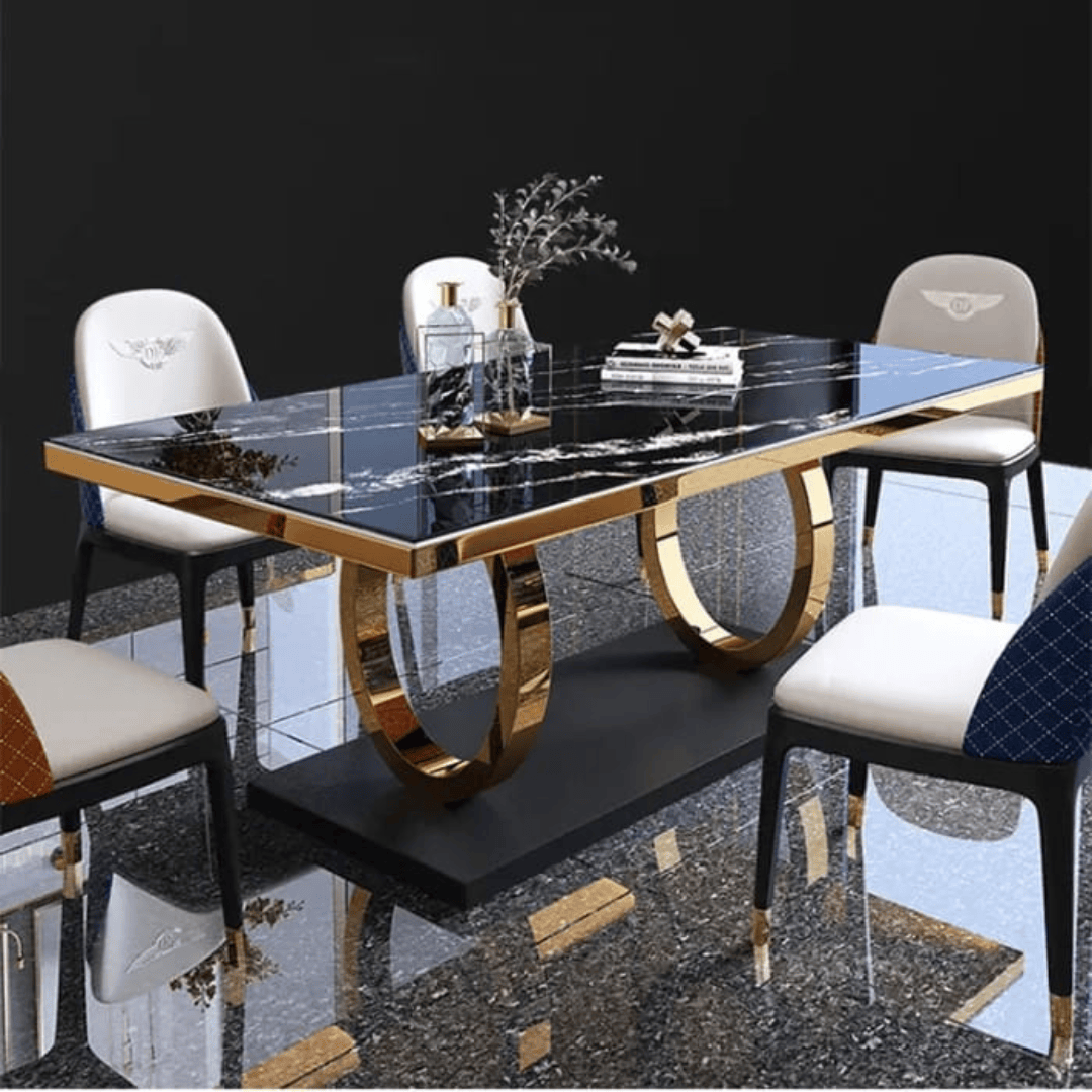 Orion Luxe Marble Dining Marble Top and Metal Frame 1