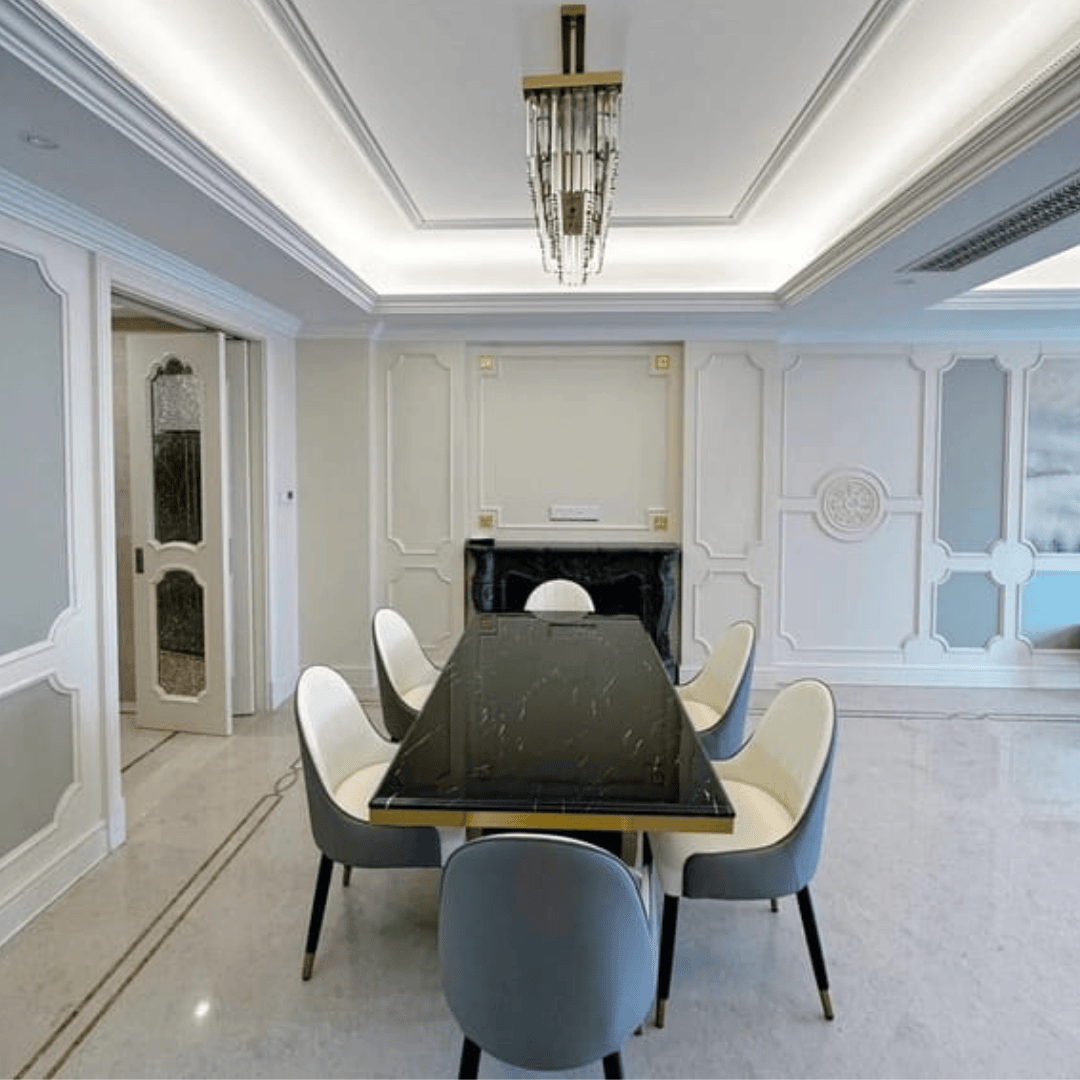 Orion Luxe Marble Dining Table Marble Top and Metal Frame - Image 2