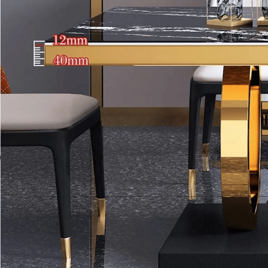 Orion Luxe Marble Dining Table Marble Top and Metal Frame - Image 4