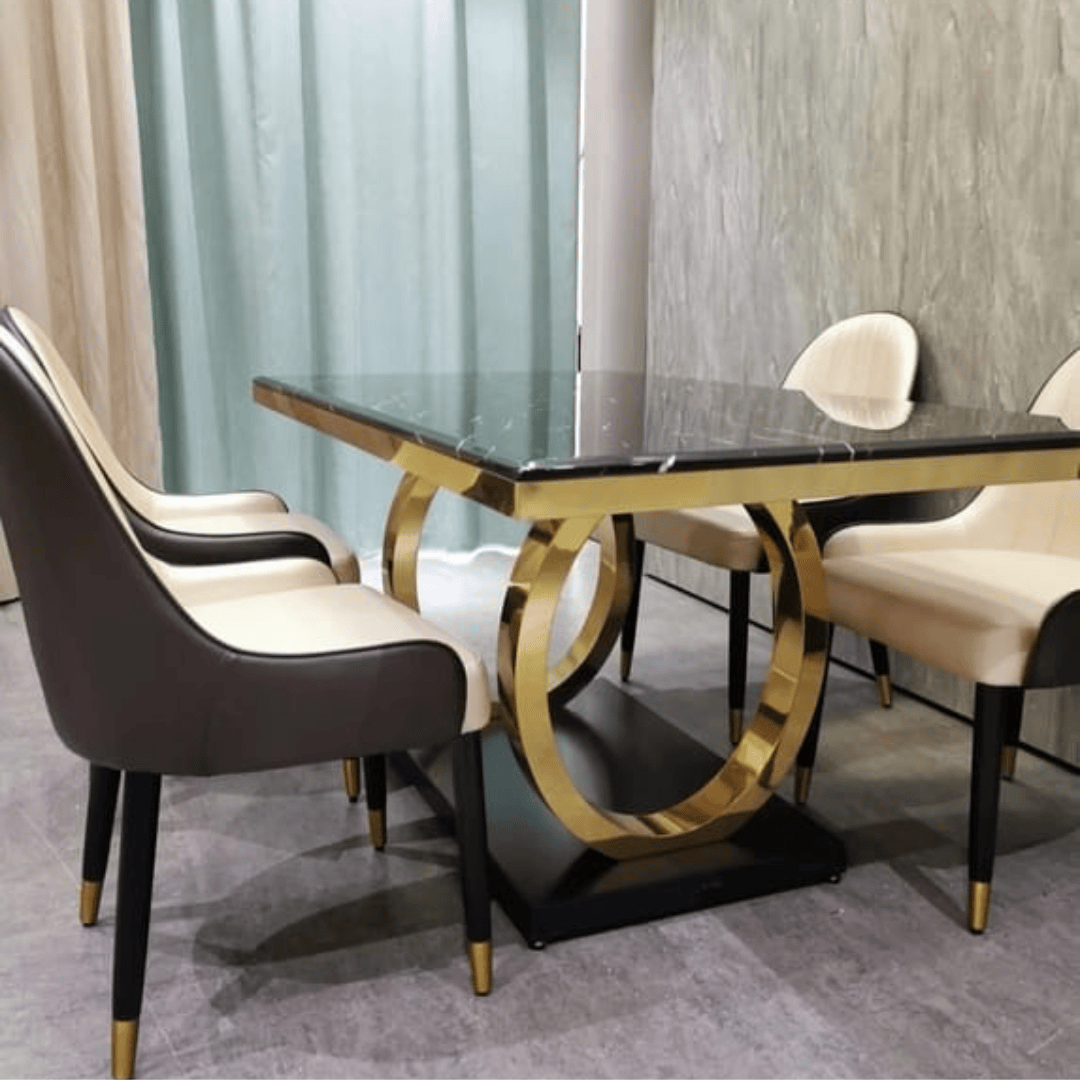 Orion Luxe Marble Dining Table Marble Top and Metal Frame - Image 5