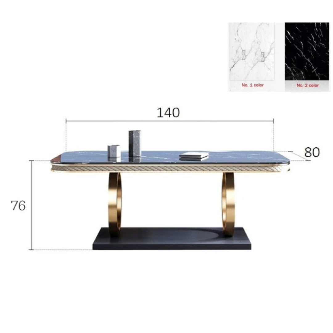 Splendid Steel and Golden Mettal Construct Marble Dining Table 5