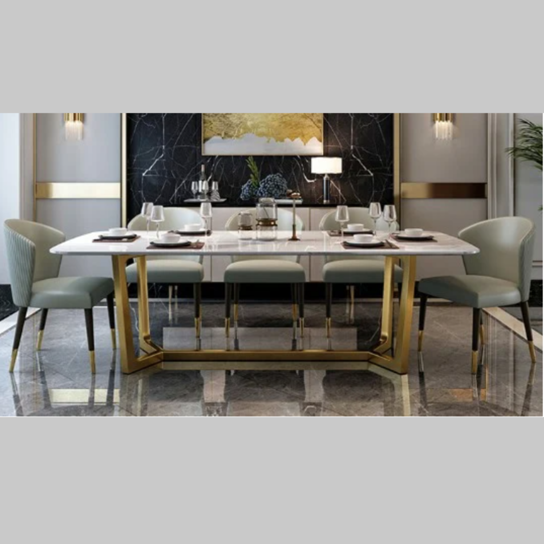 Indian Dining Table With Marble Top Dining Table - Image 5