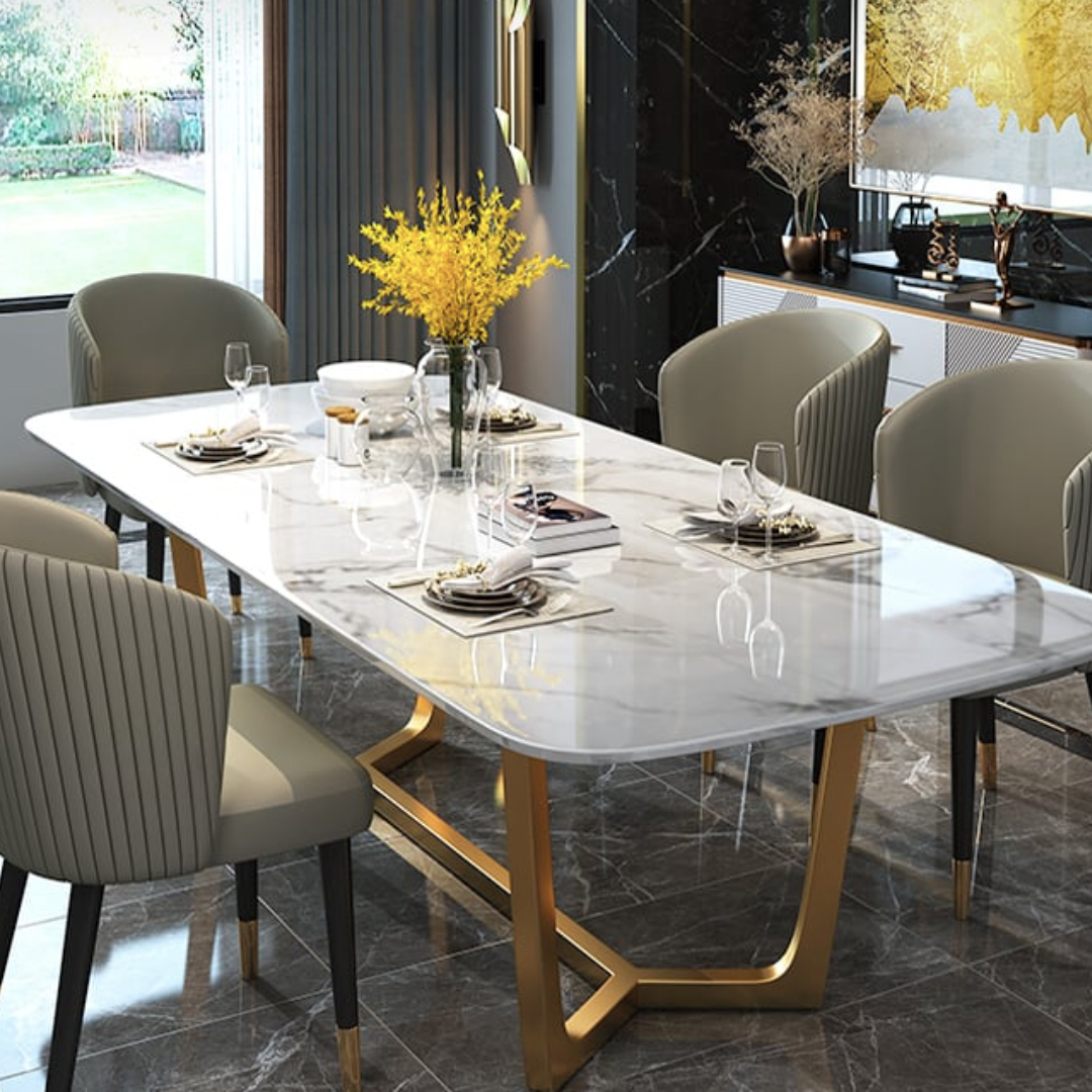 Indian Dining Table With Marble Top Dining Table - Image 4
